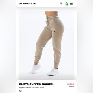 NEW ALPHALETE Women’s ELMTS Cuffed Jogger - Tan - Size S